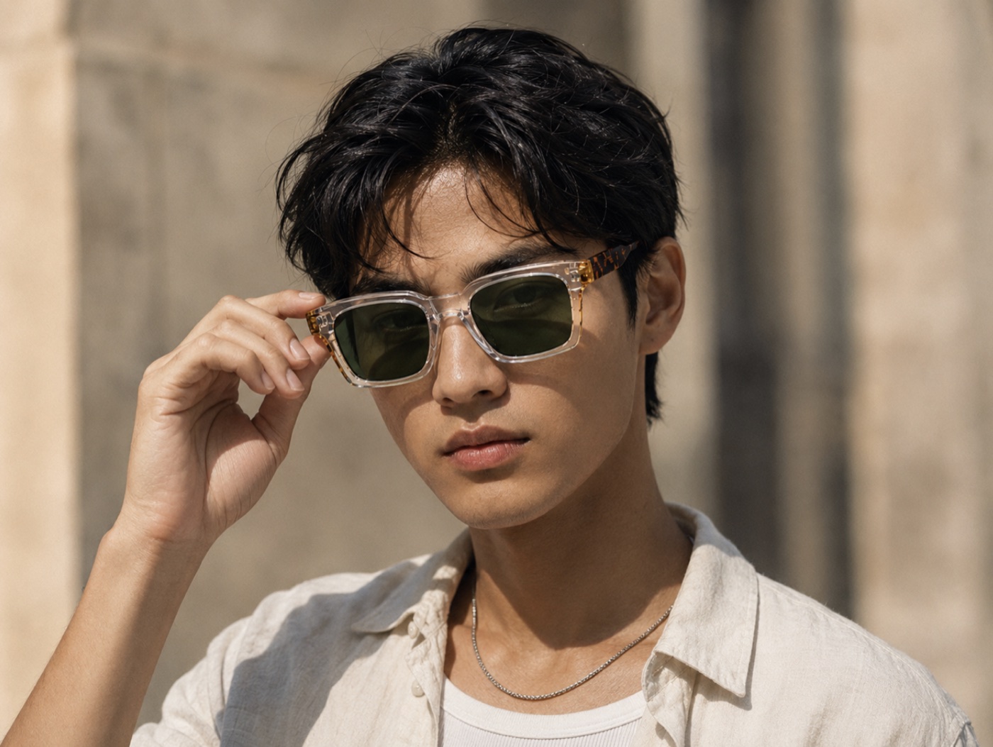 Wearing edit sunglasses in the sun